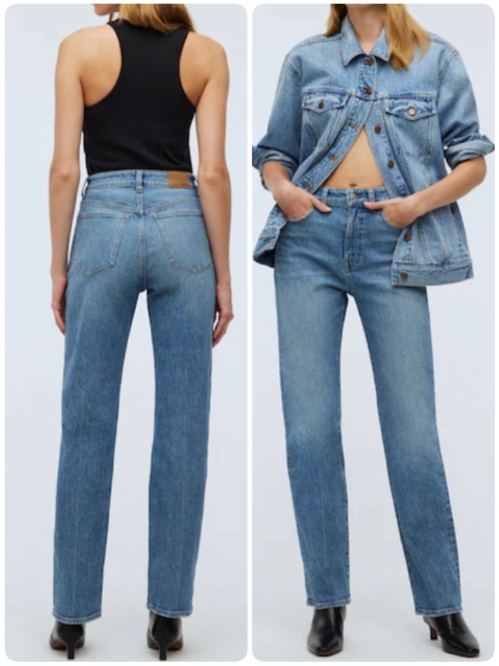 Madewell 90s Straight Leg High Waist Rise Jeans Medium Rondell Blue Wash Sz 28